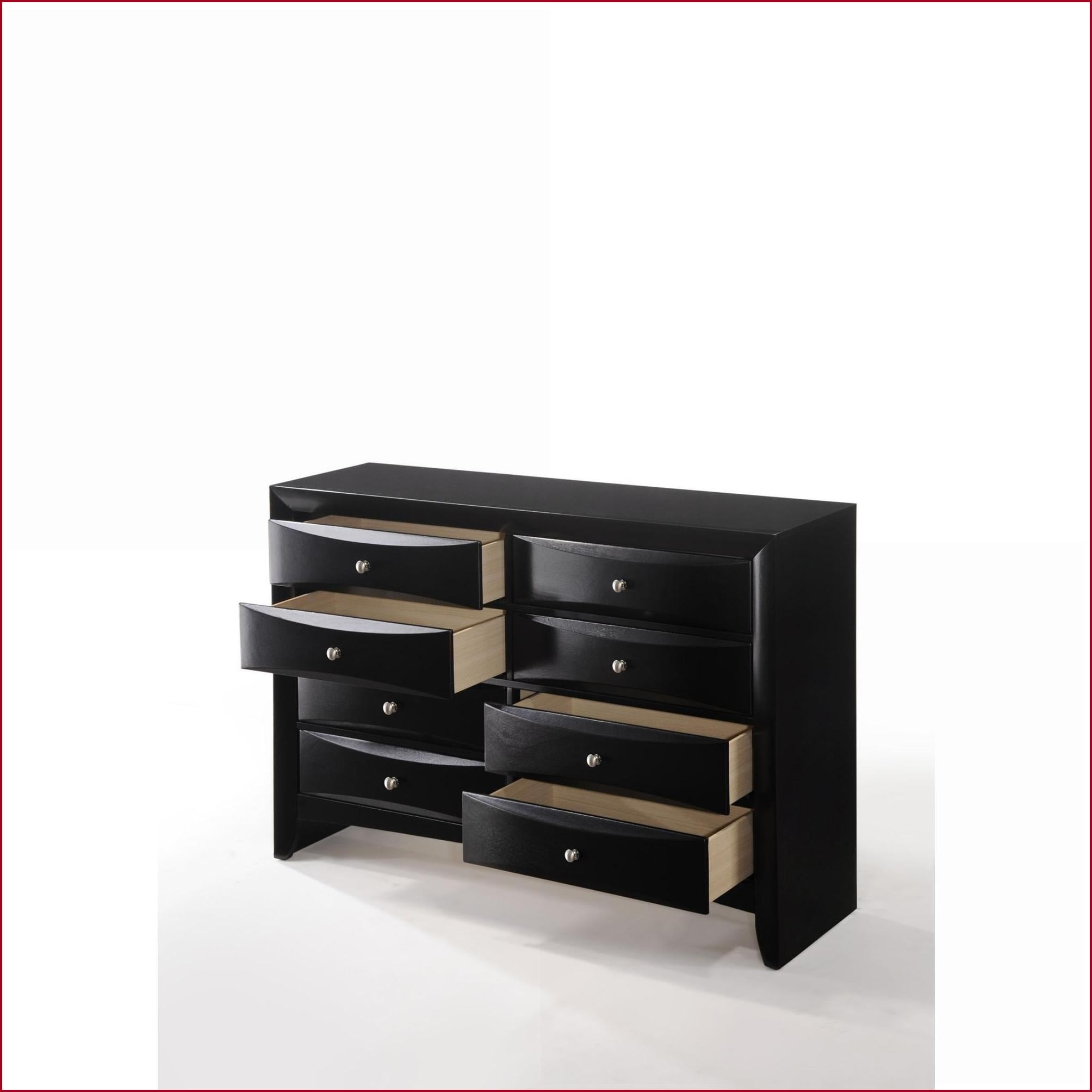 Dressers, Modern Black Finish 8-Drawer Dresser | No Assembly | Black | Synthetic Wood