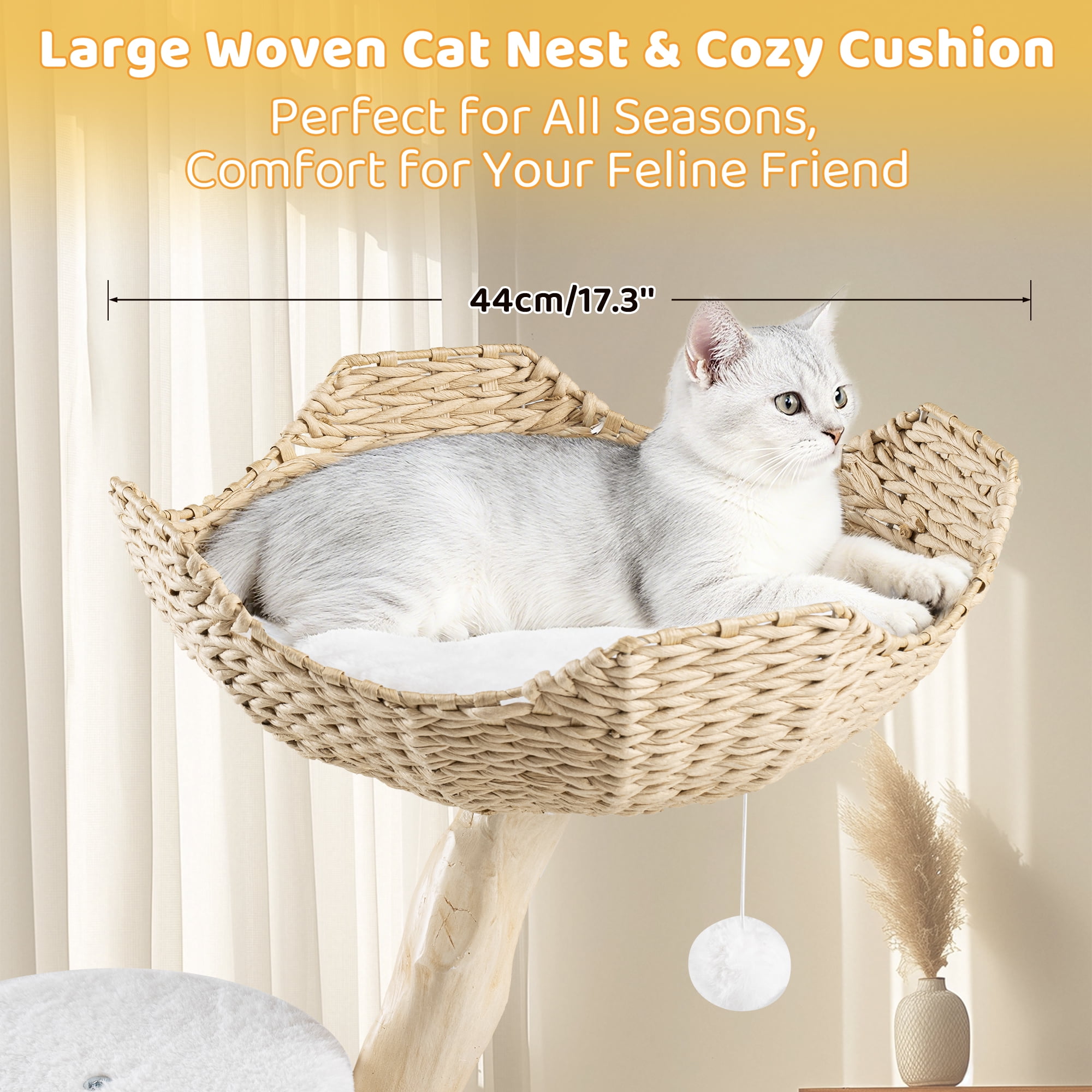 PERIMIDOME 31'' Cat Tree with Condo and Scratching Post Tower, Multilevel Cat Tree Tower for Indoor