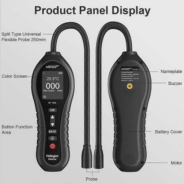 NOYAFA NF-604 Halogen Gas Detector Air Conditioning Fluorine Leak Detector Automotive Refrigerant Snow Species Leak Detection Freon Halogen Instrument