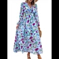 thumbnail image 2 of Vestido Bohemio Informal de Larga con Escote en V Profundo para Mujer Azul L, 2 of 10