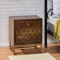 thumbnail image 4 of Stylish Mid-century Modern Night Stand With Mango Wood Top Contemporary A Gold Accent Frame, 4 of 6