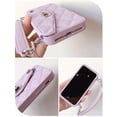 thumbnail image 2 of Wallet Case Compatible with iPhone, Pretty Luxury Bag Design, Purse Flip Card Pouch Cover Soft Silicone Case with Hand Holder Long Shoulder Strap(Purple,iPhone 12 mini), 2 of 4