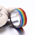 thumbnail image 4 of 9mm íris lesbiana a rayas acero inoxidable goma pareja Zulema Anillo arcoiris, 4 of 8