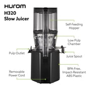 Hurom Cold Press Juicer Machine, Low Pulp Slow Juicer, Black