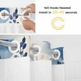 thumbnail image 2 of Blue Flower No Hooks Shower Curtain with Snap-in Liner Pastoral Plant Watercolor Leaves Farmhouse Shower Curtains for Bathroom, Waterproof, Easy Install, Washable 60"x72", 2 of 9
