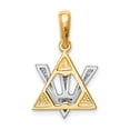 thumbnail image 4 of 14K Two-Tone Gold Charm Pendant Themed 24 mm 14 Star Of David With Shin, 4 of 4