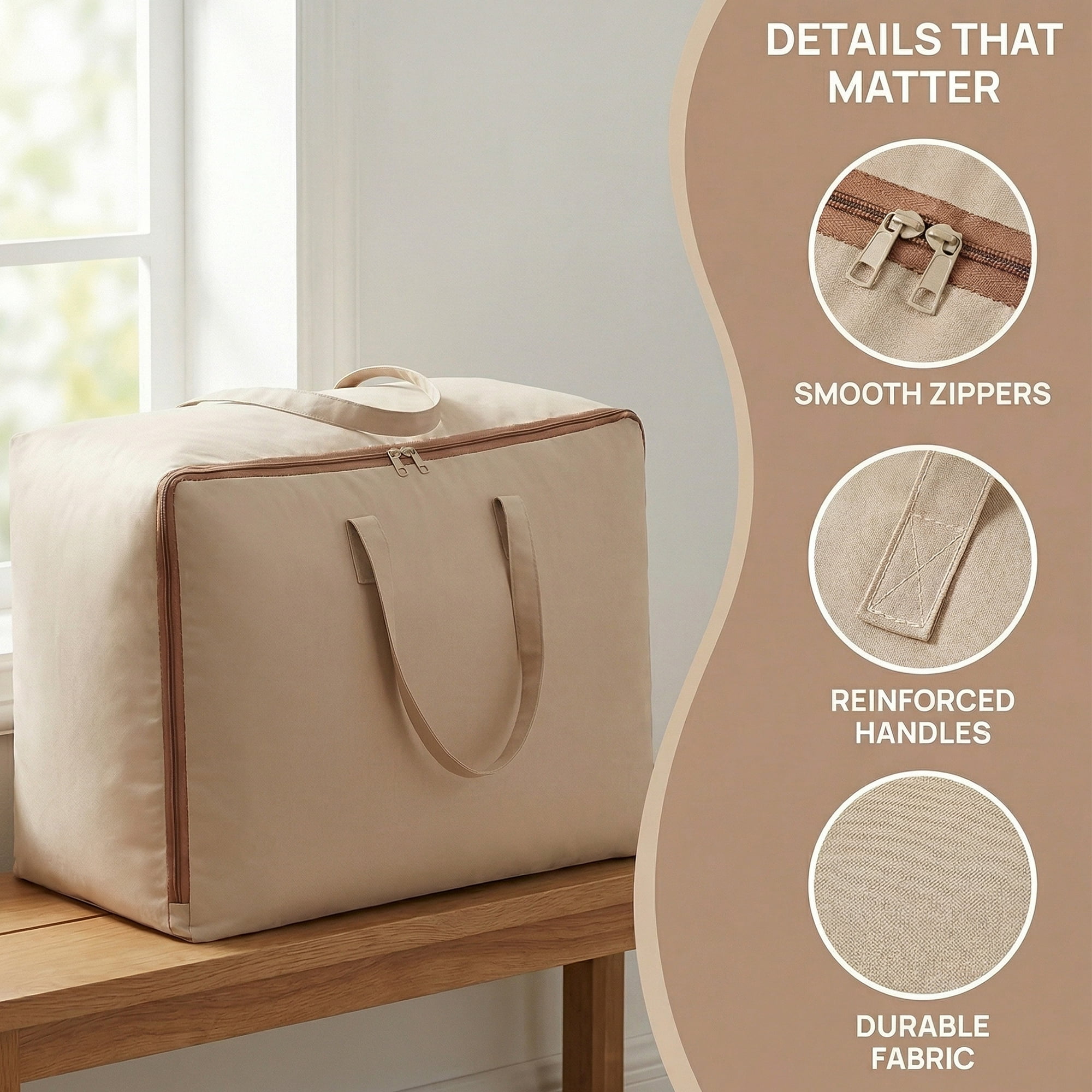 Unique Bargains Clothes Storage Bag for Organizing Closet Beige 27.6"x11.8"x19.7"