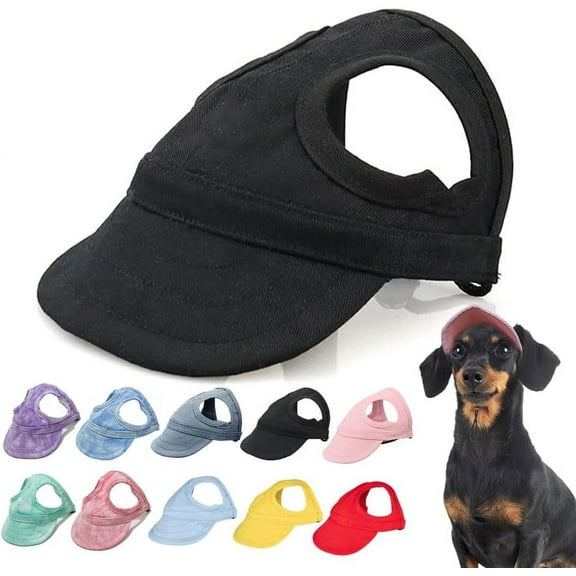 Outdoor Sun Protection Hat for Dogs, Canvas Dog Hat with Ear Holes and Adjustable Neck Strap(xw)