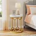 thumbnail image 5 of Tribesigns Faux Marble Side Table, Modern Round End Table with Unique Diamond Frame, Small Coffee Accent Table for Living Room Bedroom Small Spaces, White/Gold, 5 of 7