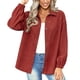 thumbnail image 1 of Chaqueta Camisa Color Puro Solapa Manga Larga Un Solo Pecho Casual Tops De Moda Para Mujer Marrón Rojo S, 1 of 6