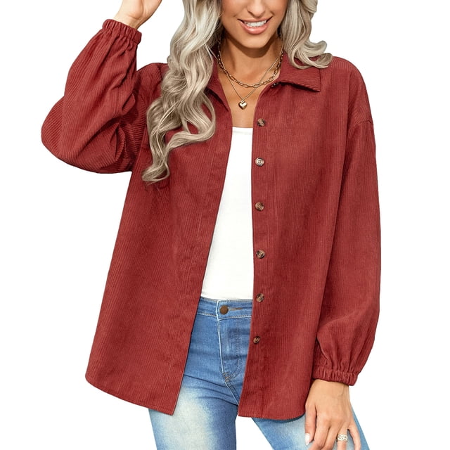 Camisa de chaqueta de manga larga para mujer, camisa de chaqueta Camisa de chaqueta de manga larga con solapa de color puro Tops de manga larga de color puro Estándares líderes en la industria