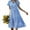 Blue, variant on chouyatou Women's Summer Flutter Sleeve Midi Long Gingham Dress Plaid Button Down Shirt Dress