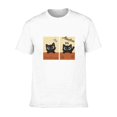 thumbnail image 6 of Men's Framed Cat Scene Graphic T-Shirt, Cotton Blend Crewneck Short Sleeve Casual Tee, 6 of 8