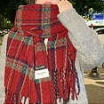 thumbnail image 4 of Luxalzxs Winter Scarf for Women Cold Weather Fashion Retro Plaid Shawls Wraps Thick Warm Soft Scarf Wraps for Women, 4 of 5