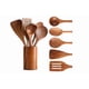 thumbnail image 1 of Juego de 5 Utensilios de Cocina de Madera de Teca con Vaso de Almacenamiento - Color Café, 1 of 9