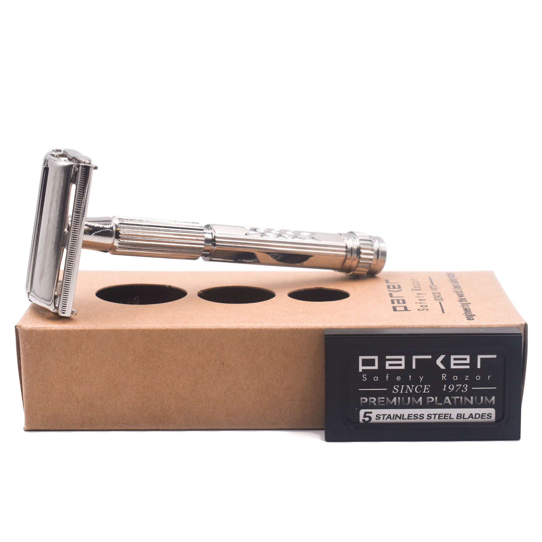 Parker Safety Razor, Model 60R Safety Razor and 5 Parker Platinum Razor Blades
