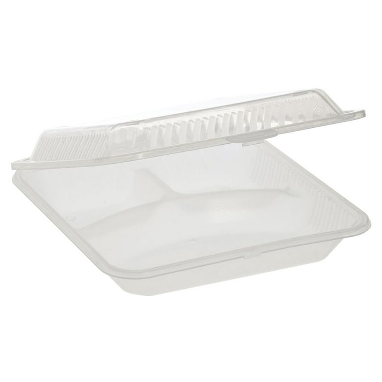 G.E.T. 2 Compartment Jade Polypropylene Eco-Take Out Container - 10L x 8W x 3H