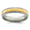 thumbnail image 1 of Edward Mirell Titanium 14k Yellow Gold Inlay 5mm Ring Wedding Man Classic Precious Metal   For Dad Mens  For Him, 1 of 10