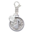thumbnail image 2 of Delight Jewelry Silvertone Music Note - Round Seal - Silvertone Clip on Charm with Clear Crystal Drop, 2 of 4