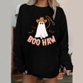 thumbnail image 2 of DDAPJ pyju Halloween Sweatshirts for Women 2024 Fall Fashion,Oversized Crew Neck Cute Pullover Tops Western Ghost Graphic Lightweight Casual Sweatshirt, 2 of 5