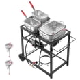 thumbnail image 4 of VEVOR Outdoor Propane Deep Fryer, Dual-Tank 18QTx2 Commercial Fryer, Multi-Purpose Portable Frying Cart with Wheel,3 Basket,2 Thermometer,Stainless Steel Cooker for Fish Fry Wings Fries,40,000 BTU, 4 of 9