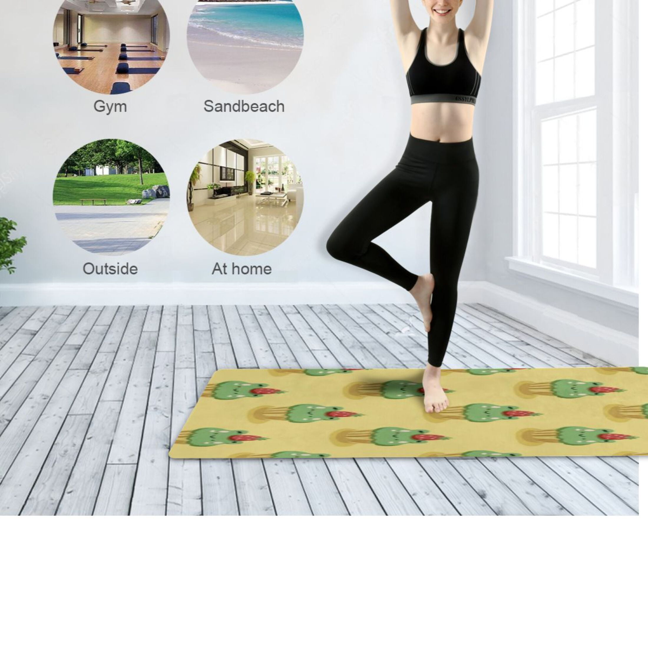 BZSMCE Yoga Mat Women Fitness Mat Sunny Frog Cupcake Pattern