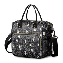 Halloween Spider Web and Skulls Pattern Womens Lunch Box for Work,Insulated Large Lunch Bag for Tween and Teen,Loncheras Para Mujer,Leakproof Adult Lunch Bag for Work,Beach,Travel,Picnic,Camping