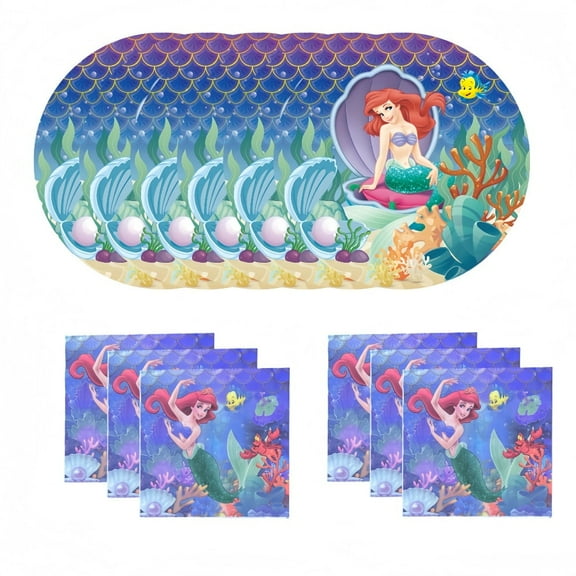 40pcs Mermaid Party Supplies Include 20 Plates, 20 Napkins for the Mermaid Birthday Party Decoration