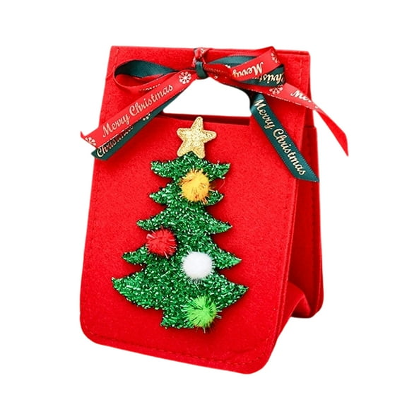 Virelaxpo Small Christmas Gift Bag with Handle for Packaging and Holiday Present Wrapping 17x12x11cm