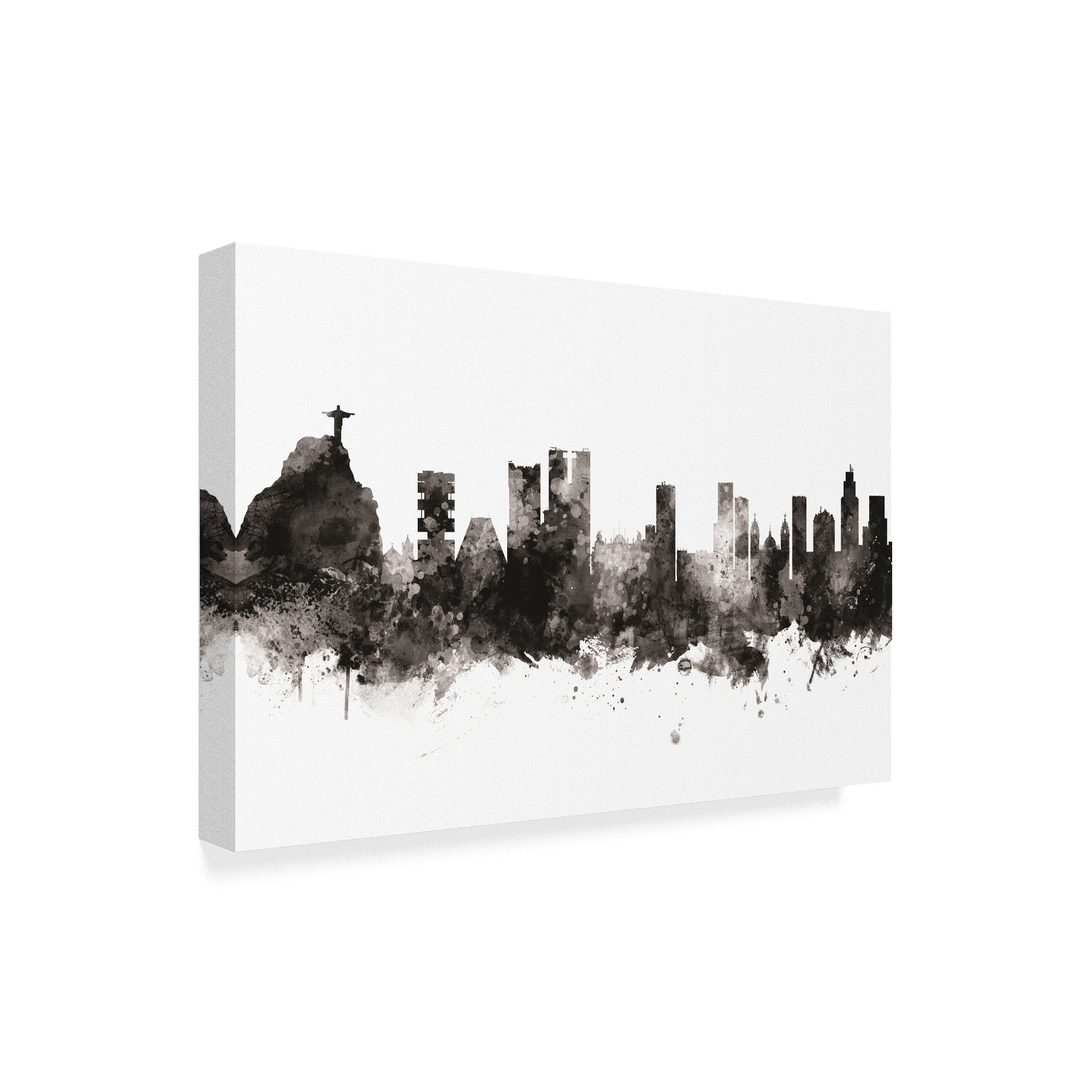Trademark Fine Art 'Rio de Janeiro Skyline Brazil Black White' Canvas Art by Michael Tompsett