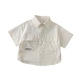 thumbnail image 2 of Boys Button Down Dress Shirts Size 2-3 Years White Soft Relaxed Fit Short Sleeve T-Shirt Comfortable Regular Fit Boys Daily Wear, 2 of 6