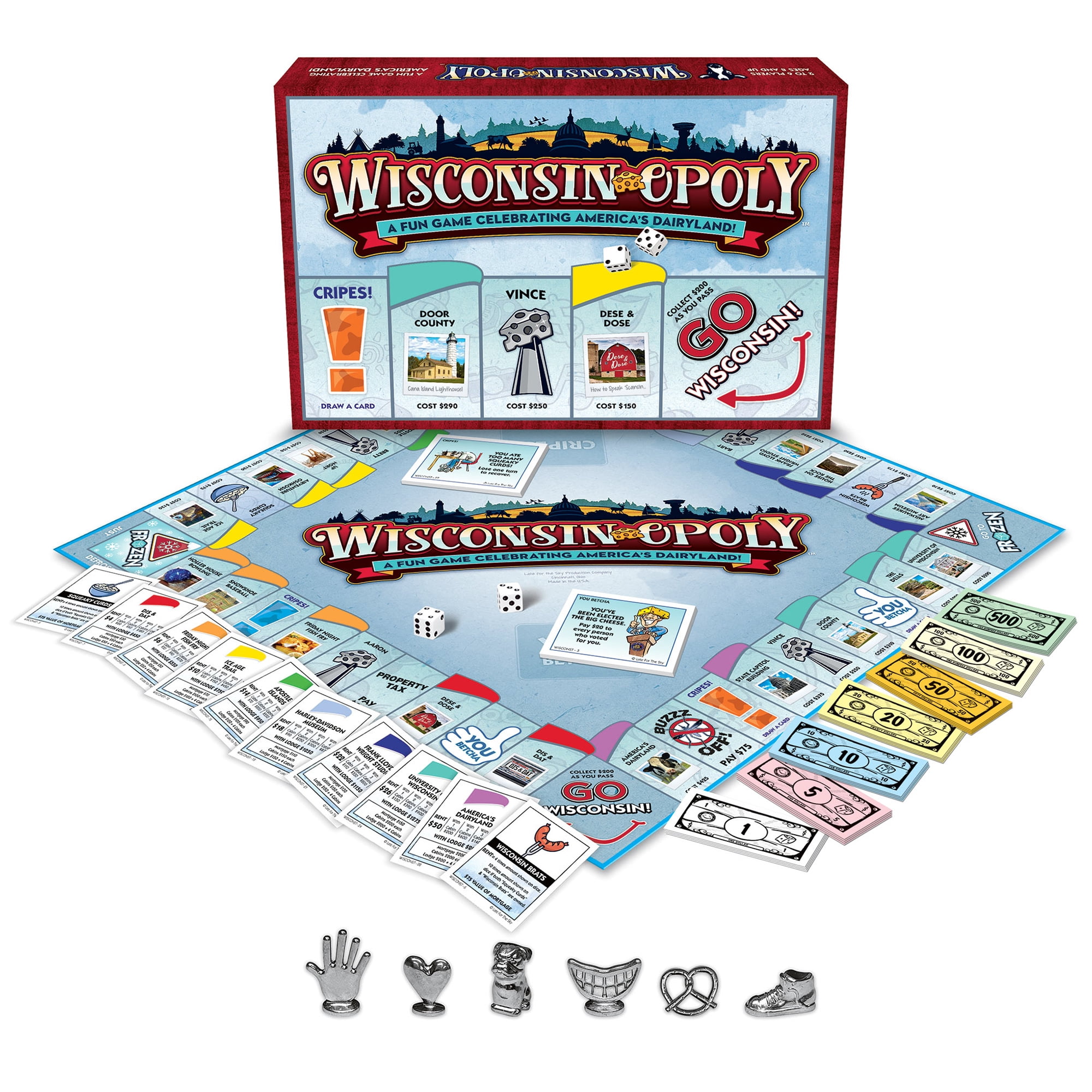 Late For The Sky - Wisconsin-opoly - Classic Board Game with a Wisconsin Twist - 2-6 Players
