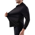 thumbnail image 2 of Deago Men's Dress Shirts Solid Long Sleeve Stretch Wrinkle-Free Wedding Formal Shirt Business Casual Button Down Shirts (Black, S), 2 of 8