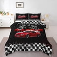 thumbnail image 2 of Erosebridal Sports Car Comforter Set King Size,Racing Car Bedding Set Teen Children Car Racing Gifts,Race Cars Quilt Bed Set with 1 Comforter 2 Pillowcases,Red Black White, 2 of 7