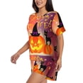 thumbnail image 4 of Vsdgher Halloween Pattern Womens Pajamas 2 Piece Short Sleeve Sleepwear Set,Summer Soft Pajamas Set Casual Lounge Sets, 2-Piece Pj -X-Large, 4 of 8