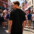 thumbnail image 4 of Fabrcox 250th Anniversary USA Shirts 1776-2026 Flag Print Patriotic Shirts for Men Freedom Independence Day Short Sleeve 4th of July T Shirts for Men Black L, 4 of 6
