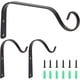 thumbnail image 1 of Juego de 3 ganchos de hierro negro para colgar plantas, soporte de pared de hierro, ganchos metálicos resistentes con tornillos., 1 of 5