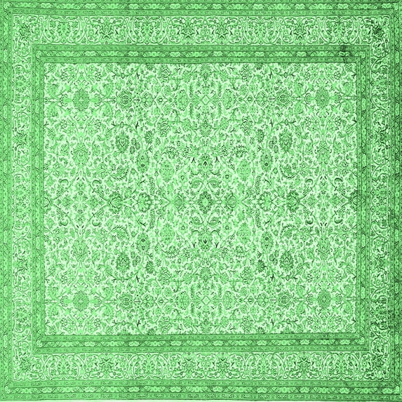 Ahgly Company Indoor Square Persian Emerald Green Traditional Area Rugs, 4' Square