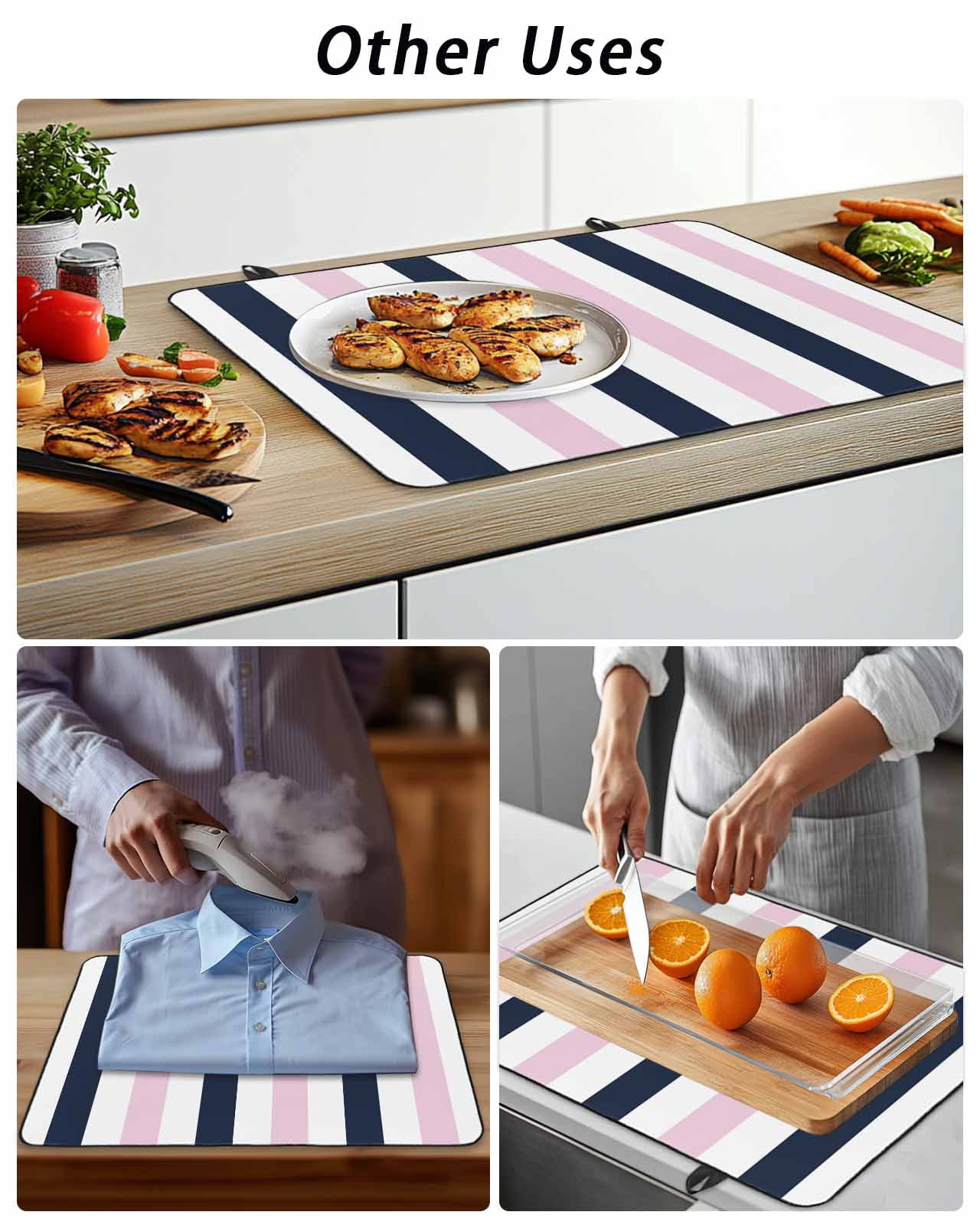 Retro American Stove Top Covers for Electric Stove, 28'x20'' Flag Star Striped Mottled Wood Grain Glass Ceramic Stove Cover Foldable Rubber Mat Heat Resistant Cooktop Protector for Kitchen