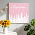 thumbnail image 2 of Canvas Wall Art, Pink Christmas Trees Framed Canvas Prints for Bathroom Kitchen, Winter Xmas Snowflakes Pine Forest Gallery Wrapped Wall Decor for Home Office, Gifts, 10"x10" Ship Next Day, 2 of 9