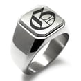 thumbnail image 1 of Stainless Steel Letter G Initial Old English Monogram Engraved Engraved Square Flat Top Biker Style Polished Signet Ring, 1 of 1