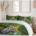 thumbnail image 6 of Ambesonne Tiger Duvet Cover Sets, Siberian Wild Cat in Lake, 2-Queen, Fern Green Pale Brown, 6 of 7