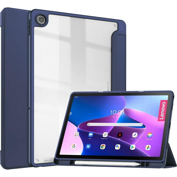 KOMI Tablet PC Case Case Compatible with Lenovo Tab M10 Plus (Gen 3 2022) 10.6"Tablet Case, TPU Slim Cover Auto Wake/Sleep Smart Case with Clear Transparent Back Shell Back tablet protection Dark Blue