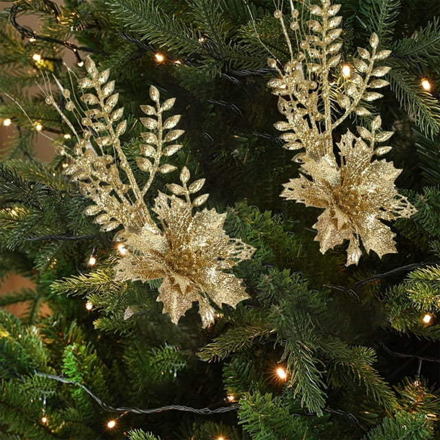 Birdeem Christmas Tree Decorations, 2Pcs Christmas Tree Decoration Simulation Flowers Plastic Simulation Flowers for Weddings- Parties Halls and Other Decorations Holiday Gifts