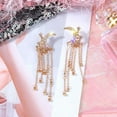 thumbnail image 3 of Long Tassel Rhinestone Earrings for Women Fashion Dainty Sparkly Fringe Lightweight Crystal Chandelier Drop Dangle Bridal Earrings Ear Studs Cubic Zirconia Crystal Statement Jewelry Gifts, 3 of 5