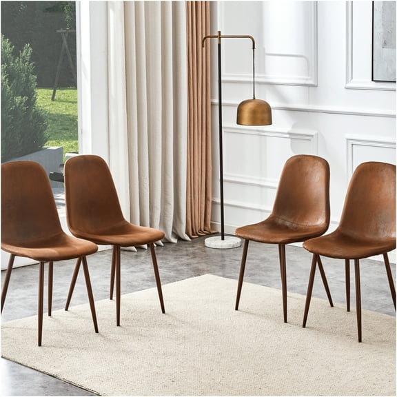 JERFIT 4-Pack Modern Dining Chairs with Upholstered Fabric Seat and Walnut Wood Legs for Kitchen, Restaurant, Dining Room