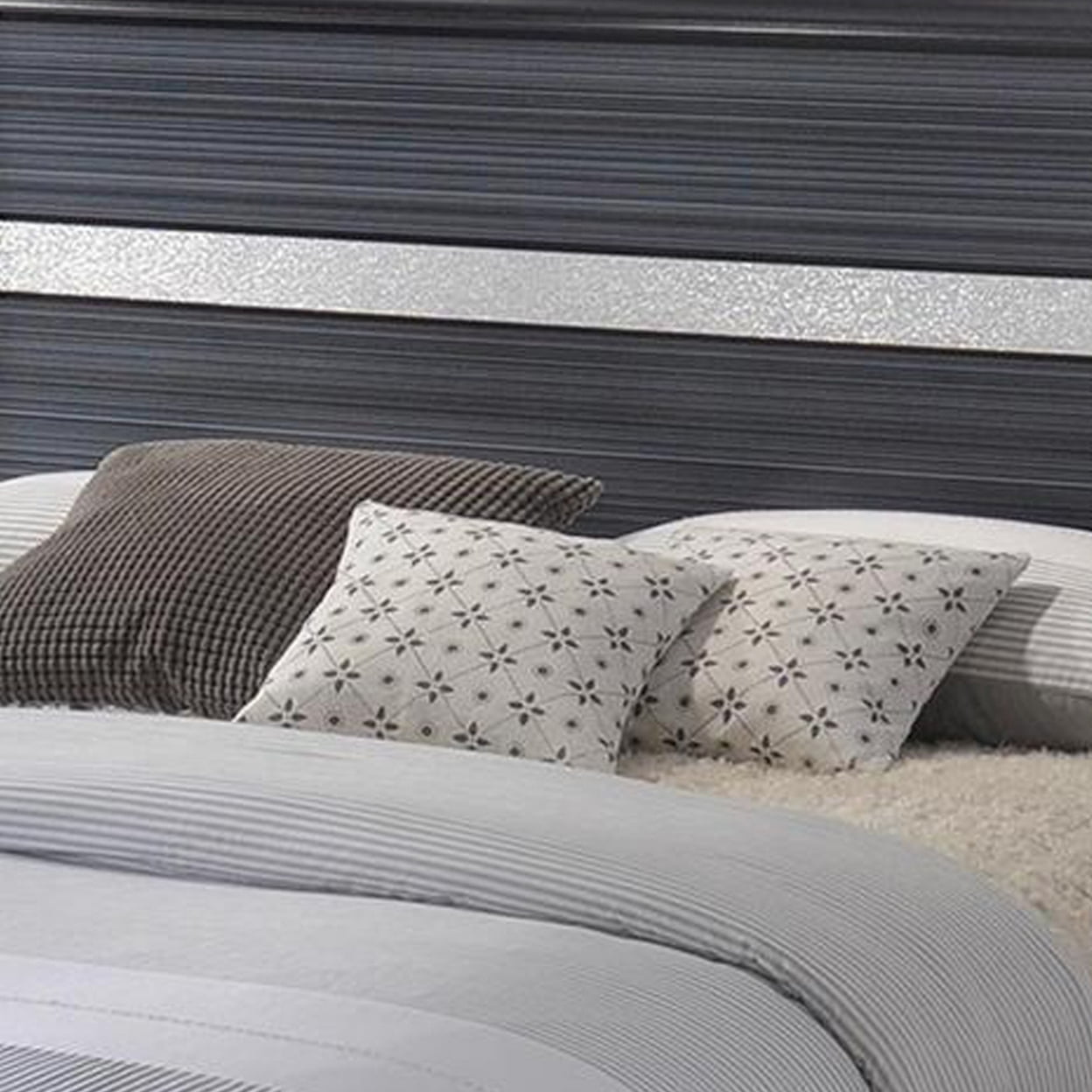 Contemporary Acrylic Trim Accent Eastern King Bed with 2 Drawers, Black- Saltoro Sherpi