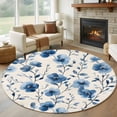 thumbnail image 3 of Spring Abstract Flower Round Area&nbsp;Rug 5ft Blue Flowers Watercolor Non-Slip&nbsp;Washable Circle Rugs Soft Felt Indoor Floor Mat for Bedroom Kitchen Living Room Bathroom, 3 of 9