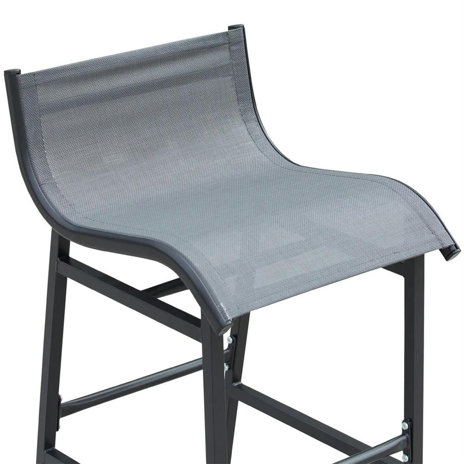 Demi Bonn 19" Round Bar Height Bistro Set for 2, Outdoor Pub Table and Chairs, Durable Build, Ideal for Small Patio and Garden, Gray