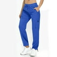thumbnail image 4 of CQONEPT Womens Waterproof Cargo Pants with Zip Pockets Drawstring Elastic Waist Pant Loose Fit Travel Camping Trousers Blue S, 4 of 6
